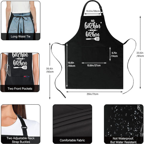 100% Cotton Funny Apron for Women Men with 2 Pockets Kitchen Cooking Adjustable Chef Apron Gifts for Wife Husband Mother'S Day