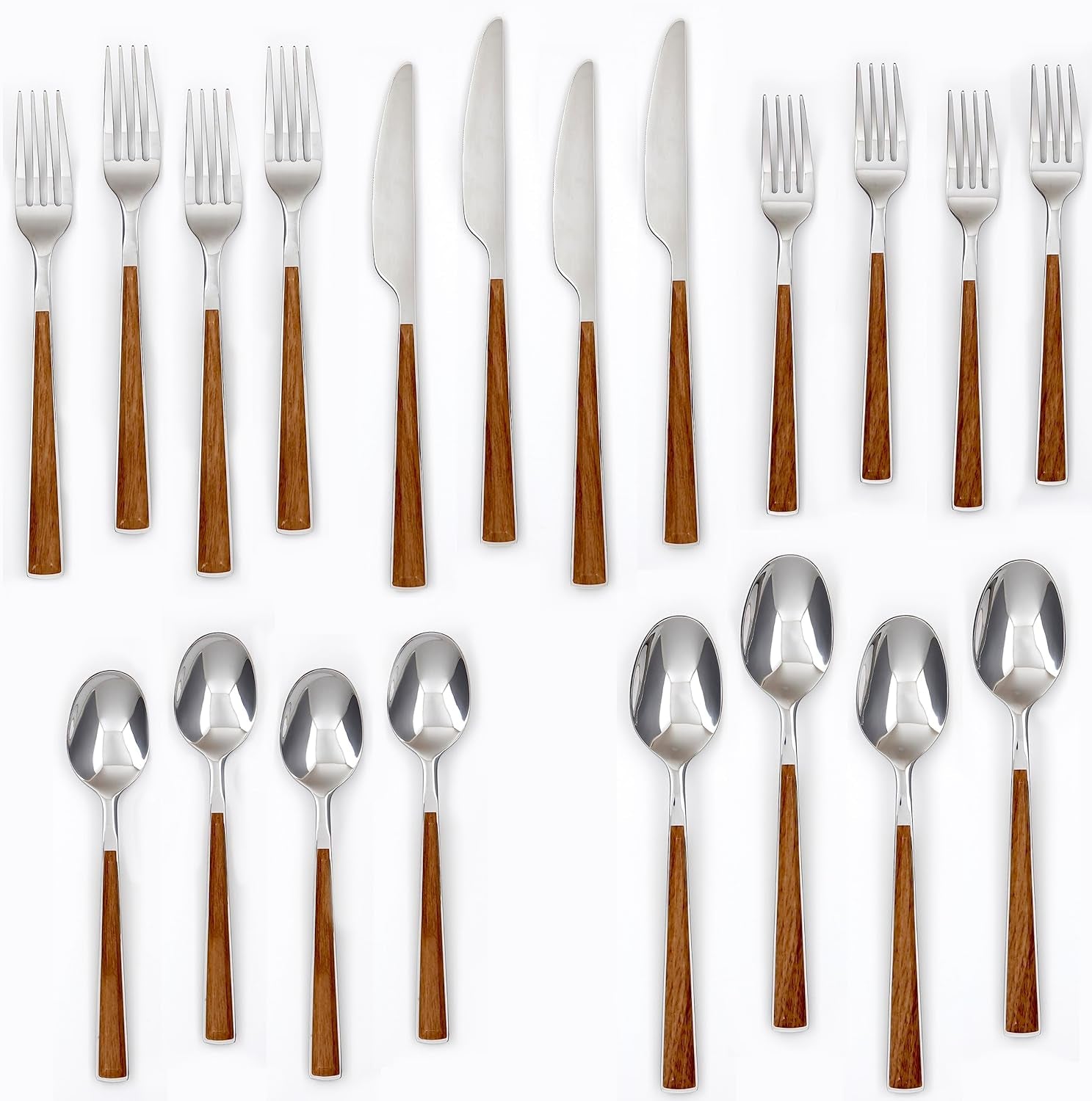 Esben Beachwood Piece Flatware Set, 20 Count, No Color