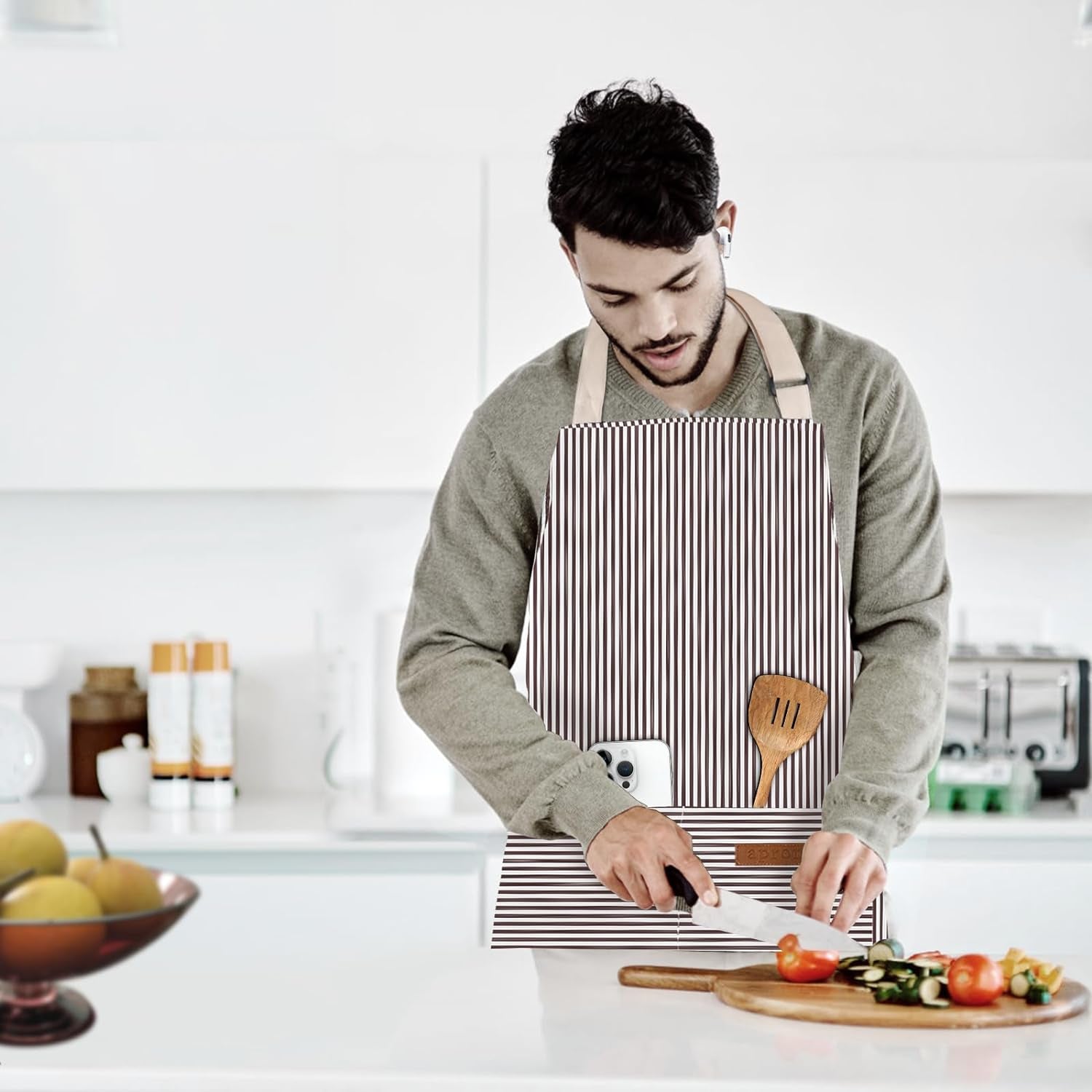 Adjustable Kitchen Cooking Apron with 2 Pockets Unisex Bib Chef Aprons for Women Men