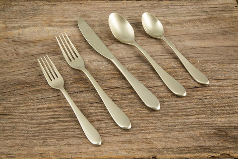 Image of Maraca Champagne Satin 20 Piece Flatware Set, Service for 4, Silver