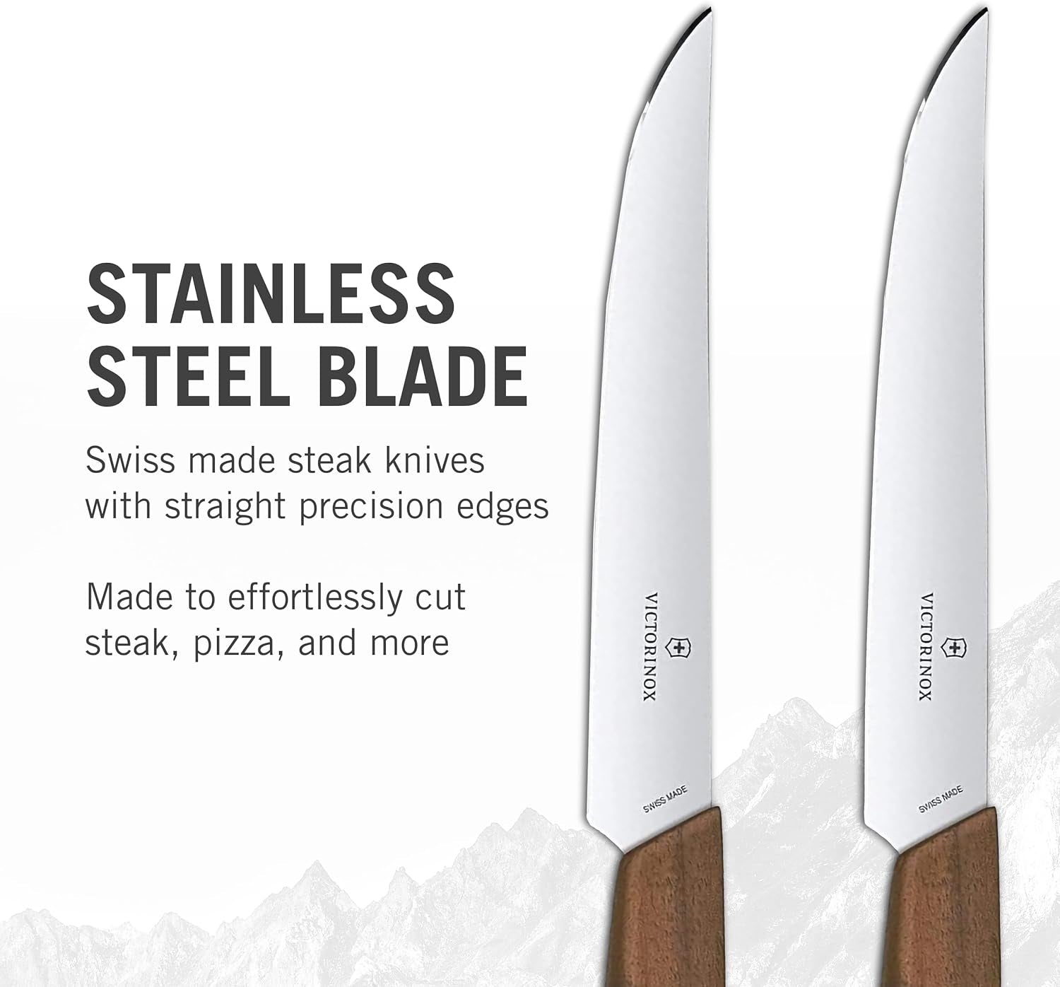 6.9000.12G Swiss Modern 2-Piece Steak Knife Set, 5", Walnut Wood