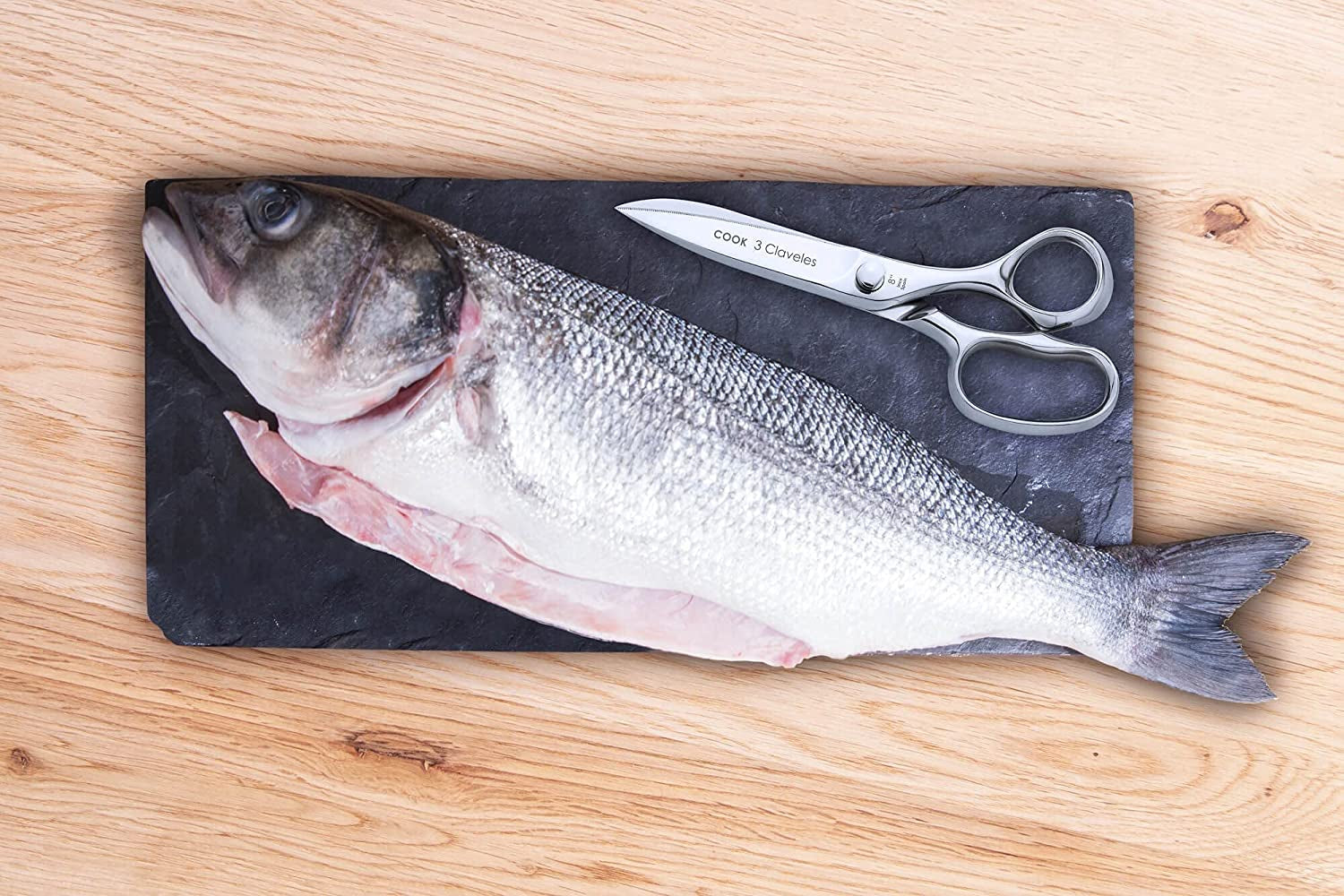 Prof Professional Stainless Steel Cook'S Scissors Line Cook for Meat Fish, Gloss, Chicken Hunting Pizza Microserrated Edge Kitchen Accessories 8" - 20 Cm