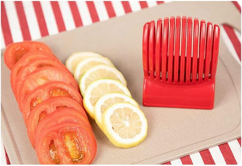 Image of Multi Use Tomato Slicer Holder Potatoes round Fruits Vegetables Tools Kitchen Cutting Aid Get Perfectly Sliced Tomato and Vegetable Slices with Half the Prep Time