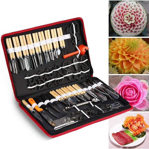 Image of 80Pcs/Set Multifunctional Portable Vegetable Fruit Food Engraving Peeling Kitchen Carving Sculpting Modeling Tools Kit Pack