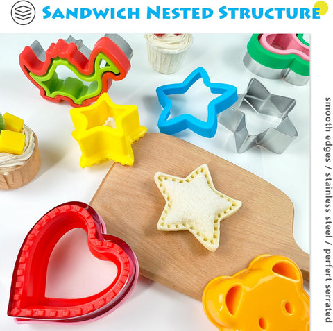 Image of Sandwich Cutter and Sealer, Sandwich Cutter for Kids 5 PCS（BIG）, Decruster Sandwich Maker, Great for Lunchbox and Bento Box - Boys and Girls Kids Lunch