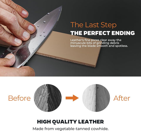 Image of Knife Sharpener Kit, Premium Sharpness Set with #3000 Fine #6000 Extra-Fine Corundum Whetstone Disc and Leather Strop