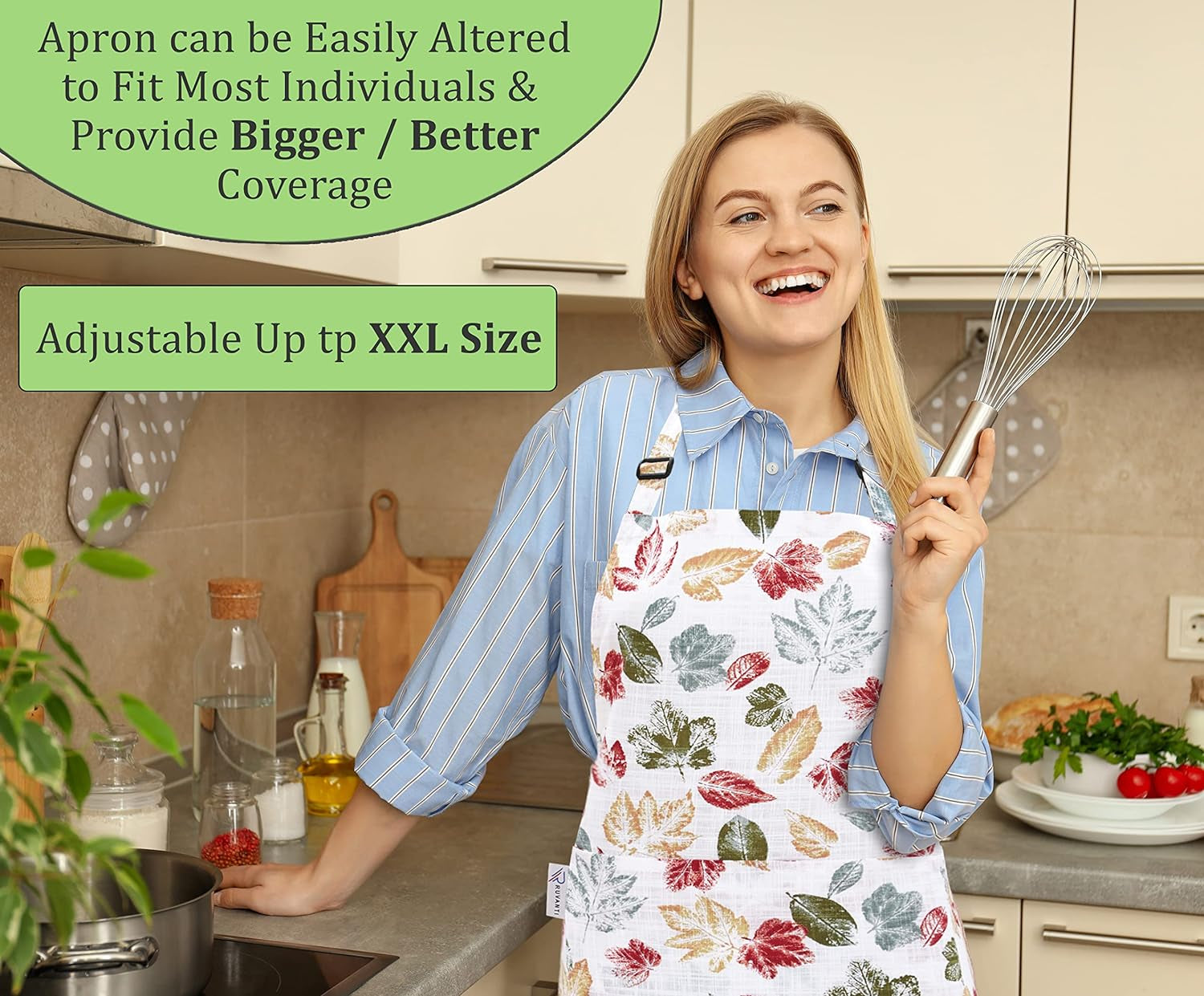 Cotton Enrich Cute Aprons for Women with Pockets Adjustable Upto XXL, Cooking, Kitchen, Server, Chef Apron