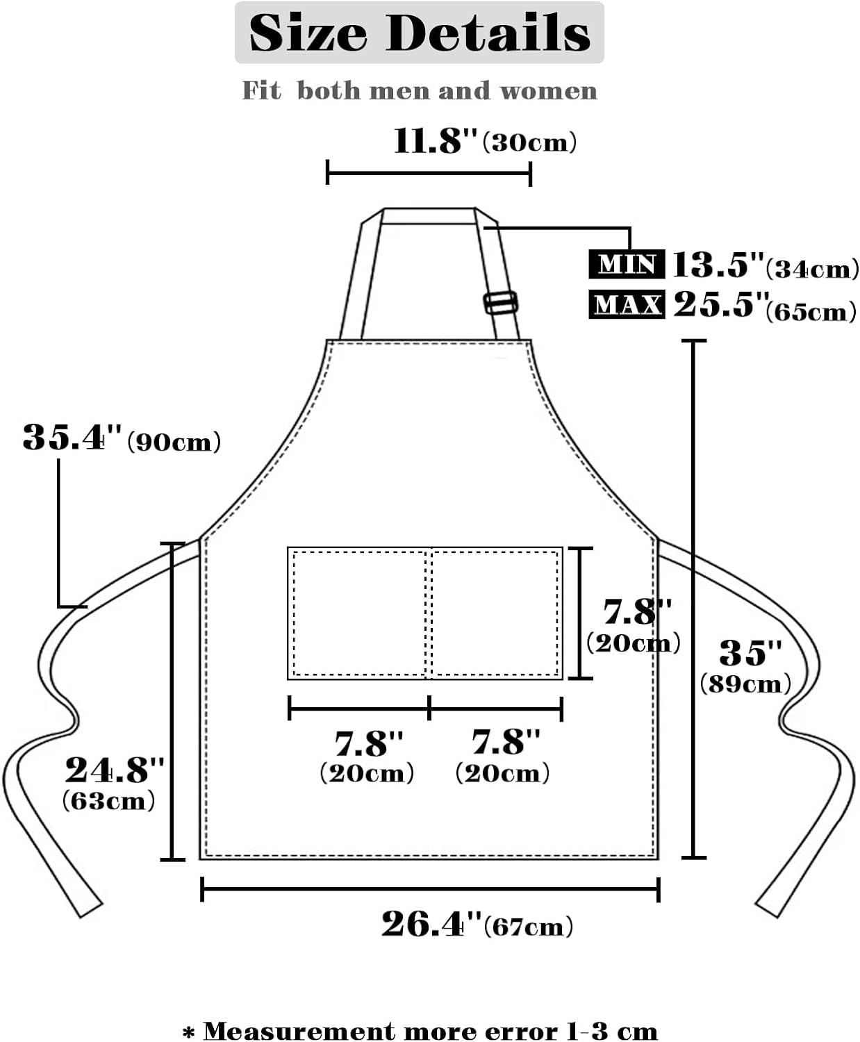 Chef Apron Adjustable Bib Aprons, Fat Chef Kitchen Cooking Apron with Pockets for Men Women Cook Gnomes