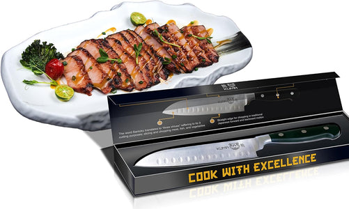 Complete Kitchen Knife Set - Classic Collection - 8" Chef'S Knife, 7" Santoku, 3.5" Paring Knife, 10" Bread Knife, and 8" Honing Rod - Knives Set without Block or Roll Bag - Conquer Your Kitchen