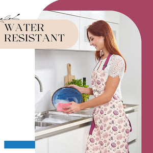 Waterproof Apron for Women with Large Pocket for Cooking & Baking - Oil and Stain Repellent