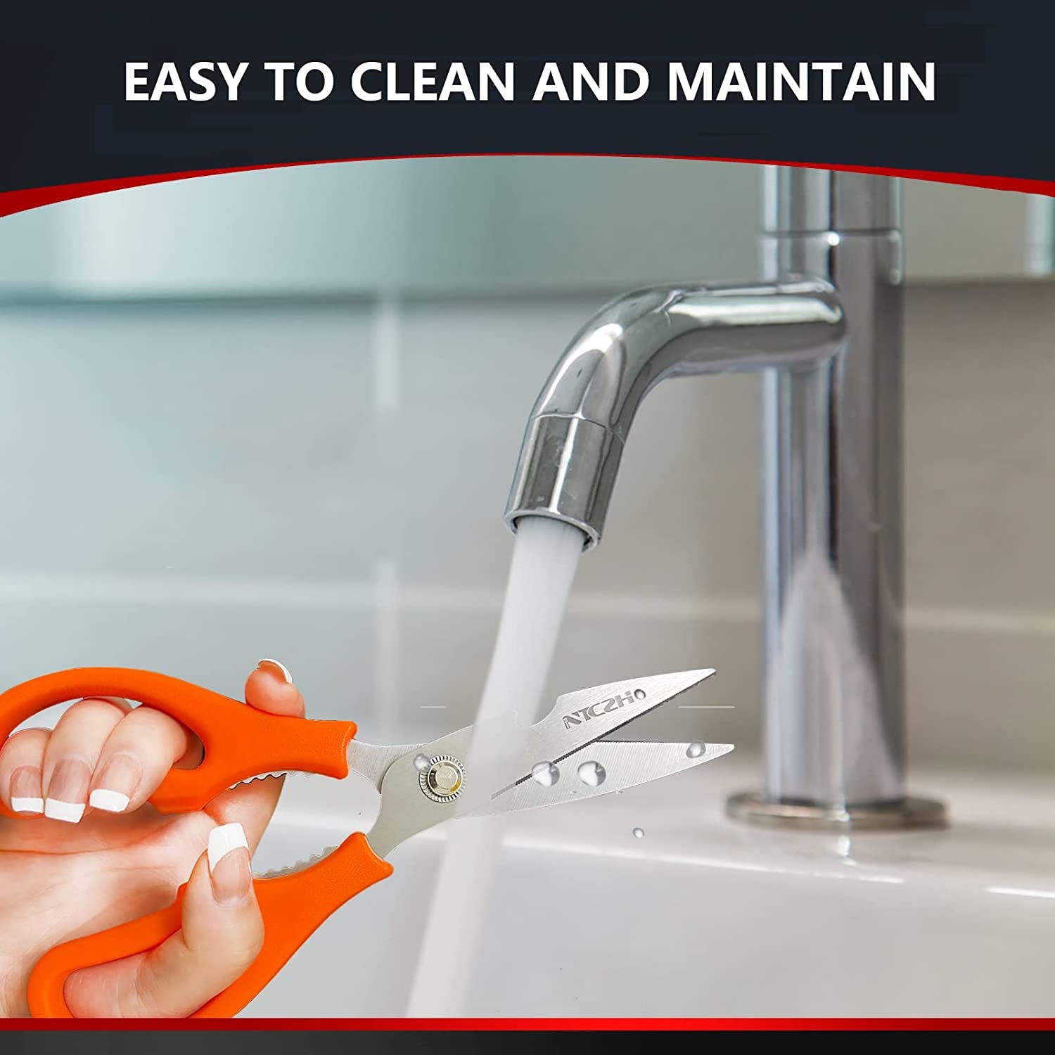 Kitchen Shears, Multi-Function Heavy Duty Dishwasher Safe Poultry Shears, Food Grade Stainless Steel Sharp Utility Scissors for Food, White