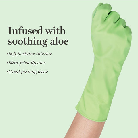 Image of Medline Aloe-Infused Cleaning Gloves, Reusable Latex Gloves for Household Cleaning, Flocklined Cleaning Gloves
