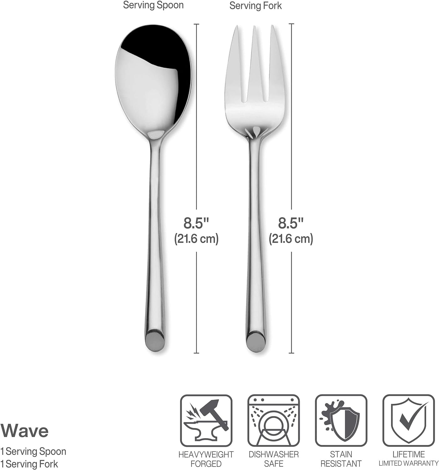 Towle Living Wave 42-Piece Forged Stainless Steel Flatware Set, Service for 8