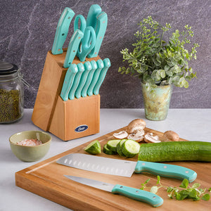 Scottsdale Stainless Steel Cutlery, Knife Block Set (14-Piece), Turquoise