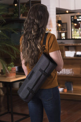 Chef Knife Roll Bag - 20 Total Pockets for Knives and Kitchen Utensils - Made with Stain Resistant Waxed Nylon - for Chefs and Culinary Students - Knives Not Included(Black)