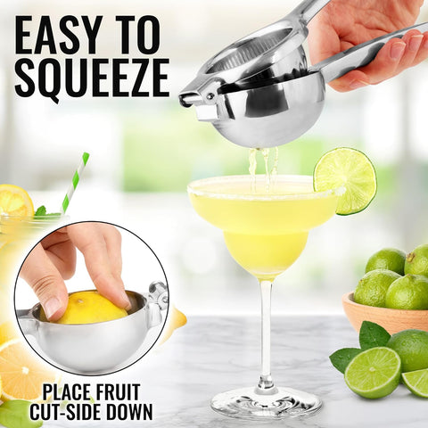 Image of Lemon Squeezer Stainless Steel with Premium Quality Heavy Duty Solid Metal Squeezer Bowl - Large Manual Citrus Press Juicer and Lime Squeezer Stainless Steel - by