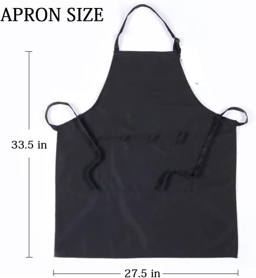 Unisex Adjustable Bib Aprons with 3 Pockets, Cooking Kitchen Restaurant Apron Machine Washable for Men Women