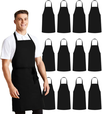Image of Aprons Unisex Bib Aprons - 100% Polyester Chef Apron with Extra Long Ties – Cooking Apron for Men Women