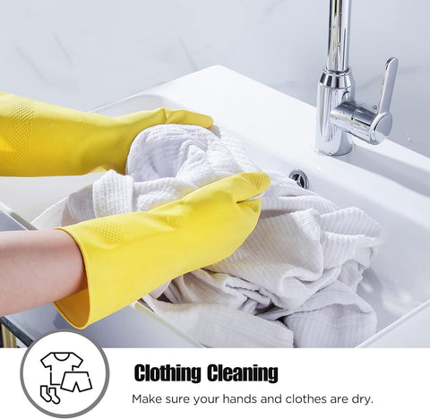 Image of Rubber Cleaning Gloves 3 or 6 Pairs for Household,Reuseable Dishwashing Gloves for Kitchen.