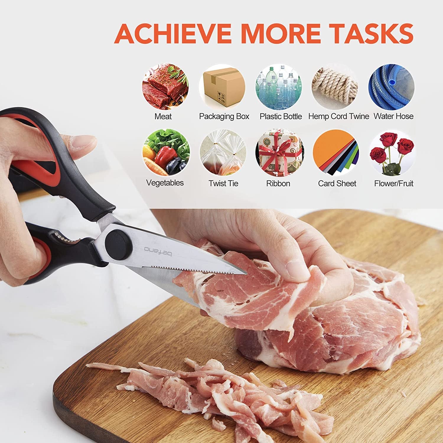 Poultry Shears and Kitchen Shears, 2-Pack Multipurpose Sharp Stainless Steel Scissors, Ideal for Chicken, Poultry, Fish, Meat, Herbs, Dishwasher Safe