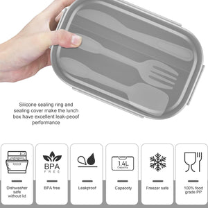 Bento Lunch Box for Kids, Lunch Bento Box Container Leak-Proof for Kids Adults Teens School, Upgrade Lunch Containers Gray Set