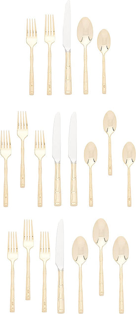 Bamboo Gold-Plated 20-Piece Stainless Steel Flatware Set, Service for 4