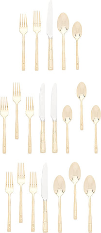 Image of Bamboo Gold-Plated 20-Piece Stainless Steel Flatware Set, Service for 4