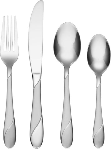 Image of Swirl Sand Piece Flatware Set with Caddy, 16 Count, No Color