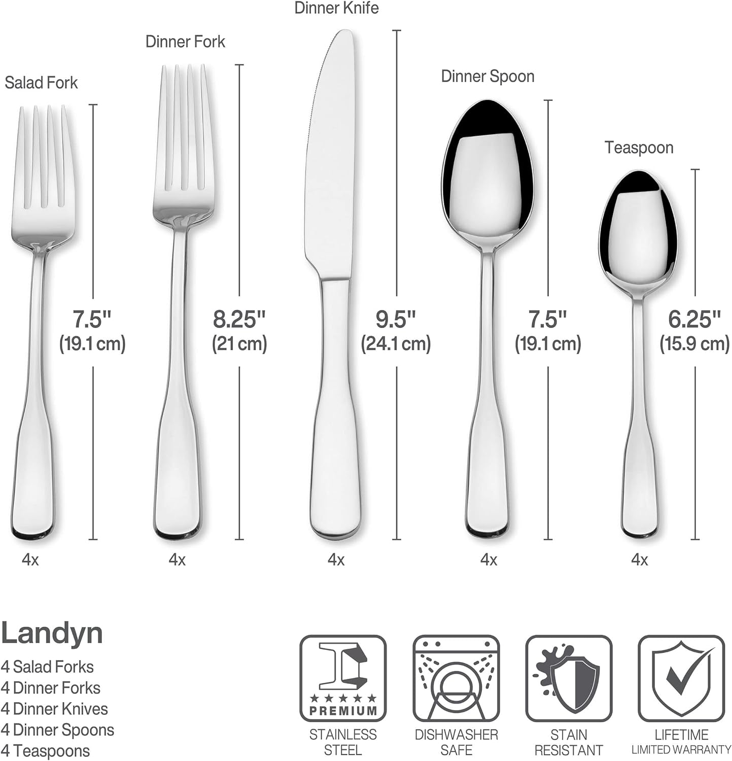 Living Landyn 18.0 20 Piece Stainless Steel Flatware Set, Service for 4