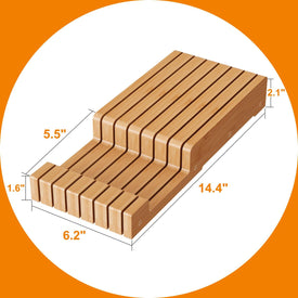 In-Drawer Bamboo Knife Block,Drawer Knife Storage Steak Knife Holder without Knives,Holds up to 7 Knives(Not Include)