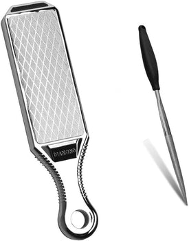 Knife Sharpeners Handheld 300/600 Grit Double Sided Diamond Knife Sharpening Weststone Stone for Kitchen Knives Scissors Garden Tools with Scissors Sharpener(Sha-2W SET)