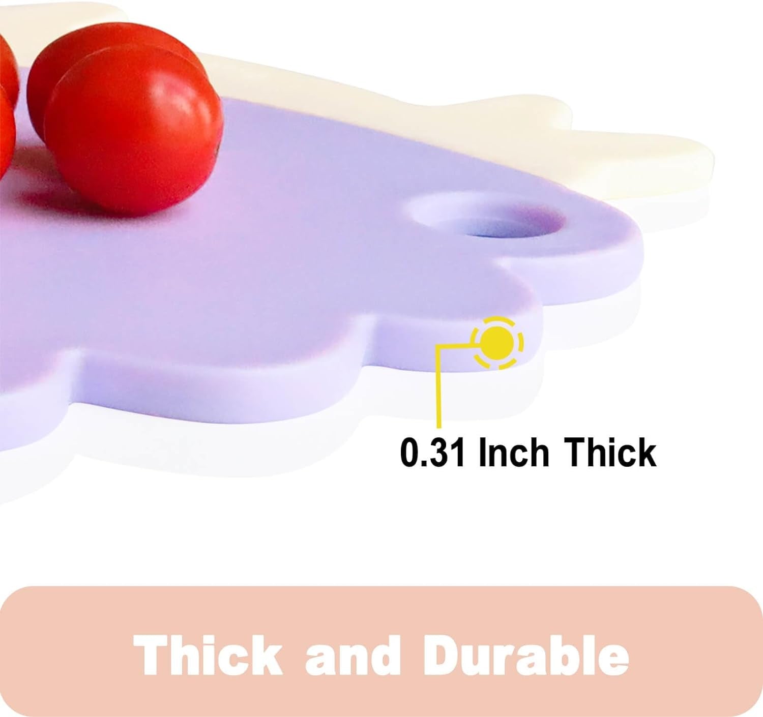 Cutting Board for Kitchen, Plastic Cute Cutting Board for Kids Women, Bpa-Free Mini Chopping Board for Vegetable, Fruits& More(Purple)