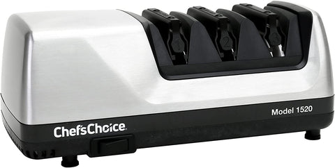 Image of Chef'Schoice Hone Electric Knife Sharpener for 15 and 20-Degree Knives 100% Diamond Abrasive Stropping Precision Guides for Straight and Serrated Edges, 3-Stage, Gray