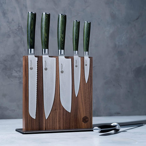 Image of Magnetic Walnut Knife Block Holder with Strong Enhanced Magnets for Multipurpose Storage in the Home and Kitchen