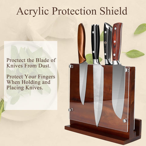 Image of Magnetic Knife Block Acrylic Shield Kitchen Home Knife Holder with Cutting Board Notche Double Side Knife Rack Stands with Strong Enhanced Magnets Multifunctional Storage Knife Stand
