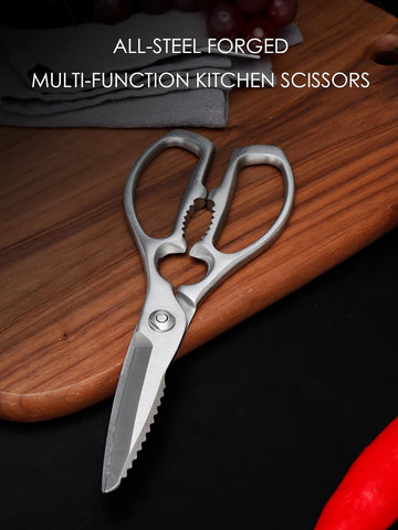 Kitchen Shears Heavy Duty, All-Steel Forged Multi-Function Kitchen Scissors,Sharp Cooking Shears for Meat/Vegetables/Fish/Nuts,Dishwasher Safe, 3CR14 High Carbon Steel,5-Year Warranty