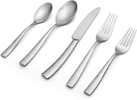 Image of Texture 42-Piece Forged Stainless Steel Flatware Set, Service for 4