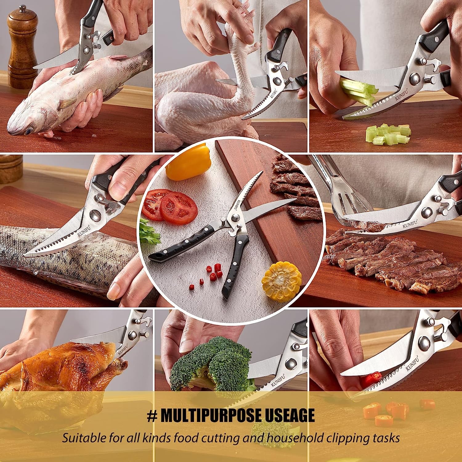 Poultry Shears, All Purpose Heavy Duty Kitchen Scissors for Turkey Fryer Chicken Thanksgiving Christmas Day