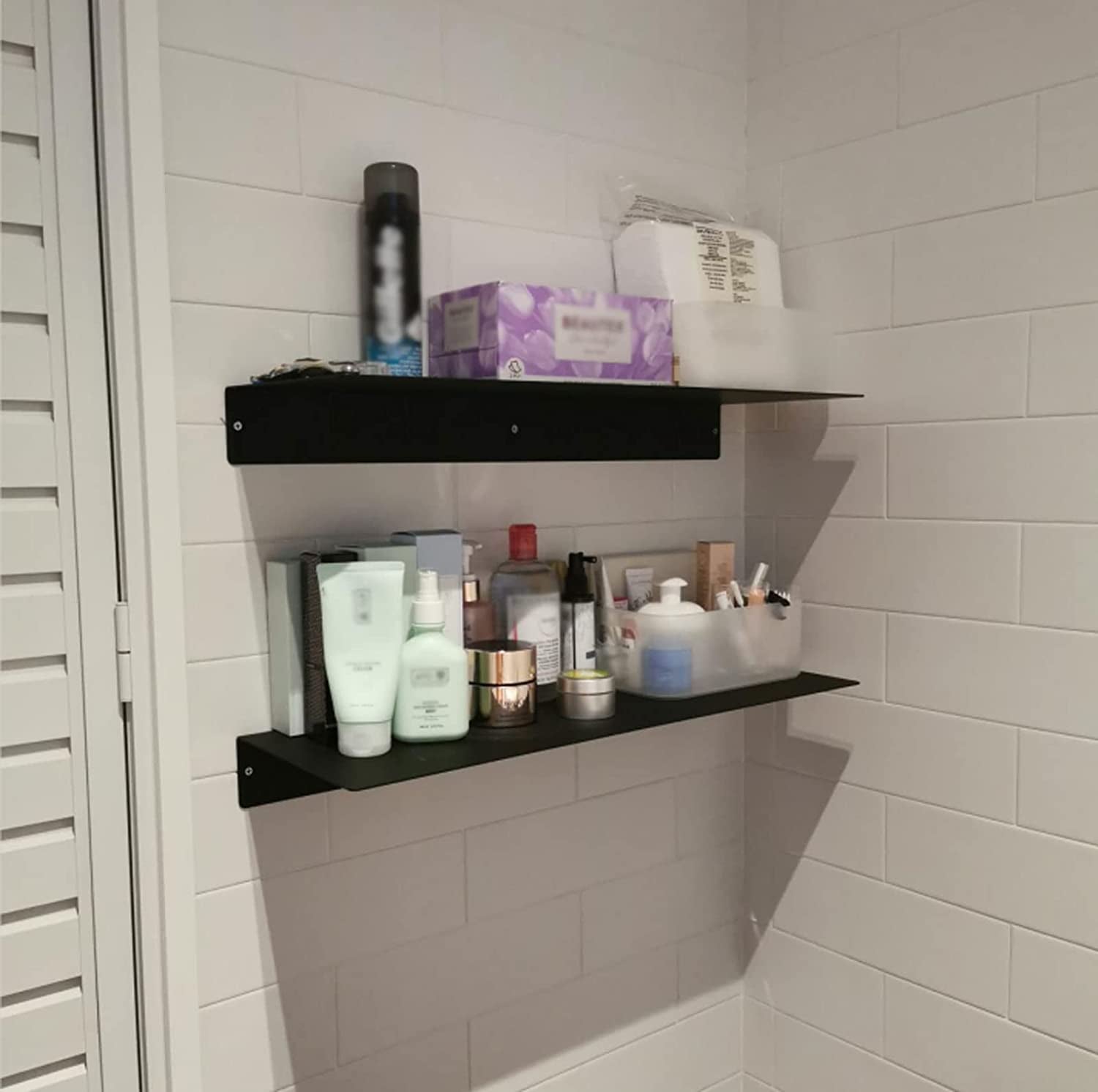 L-Shaped Black Metal Floating Shelf Modern Heavy Duty Wall Mount Shelf 8Inch*12Inch 1 Pack