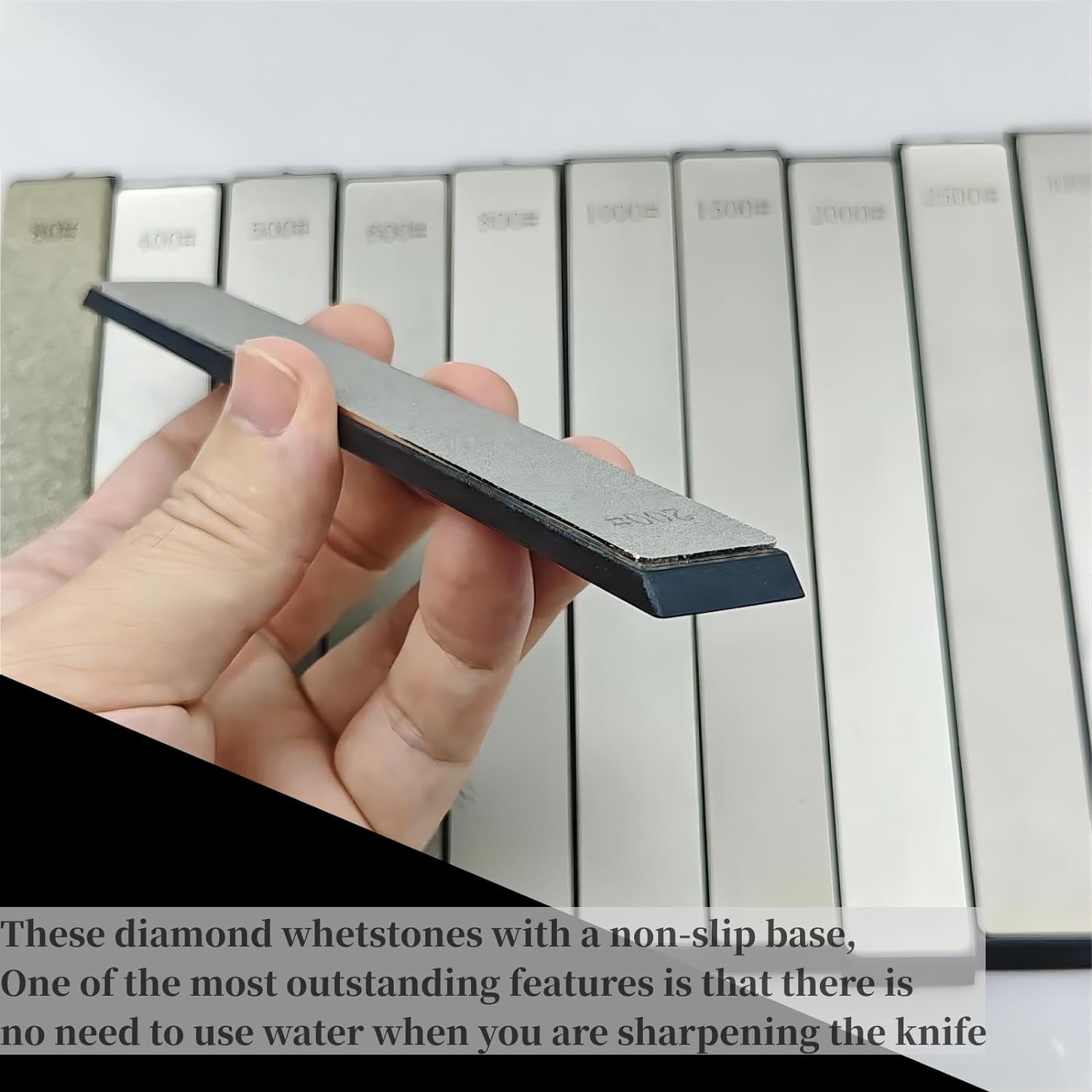 11Pcs Diamond Knife Sharpening Stones Set, Diamond Plates for Fix-Angled Knife Sharpening System, Diamond Whetstones with a Non-Slip Base for Ruixin Sharpener, Knife Sharpener for Kitchen Outdoor