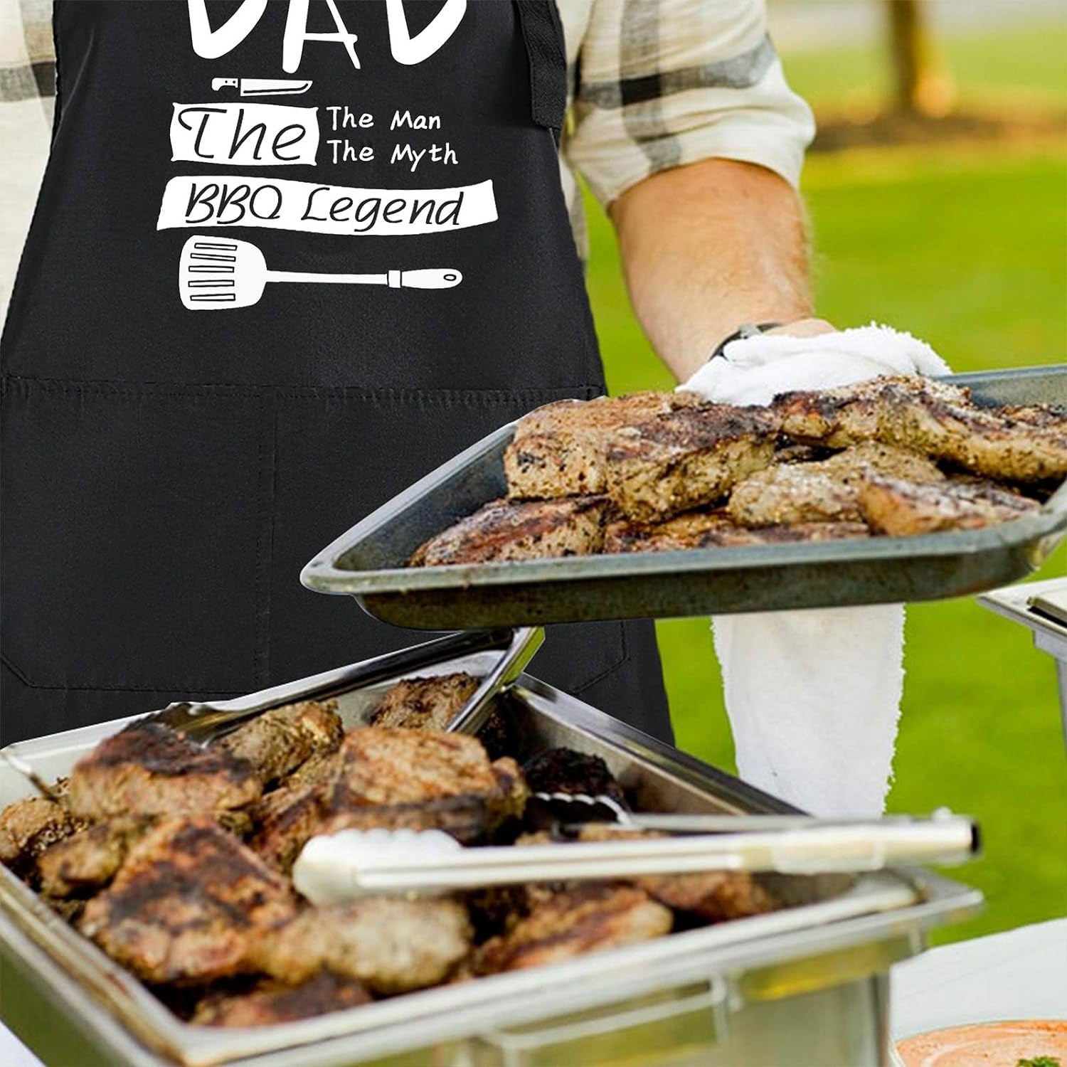 Funny BBQ Black Adjustable Kitchen Cooking Chef Aprons for Men…