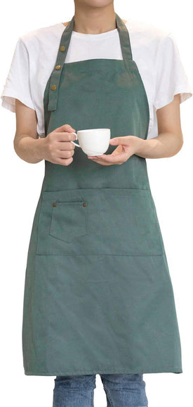 Art Aprons for Painting Pottery Ceramics, Mens Women Kitchen Cooking Aprons Waterproof Green