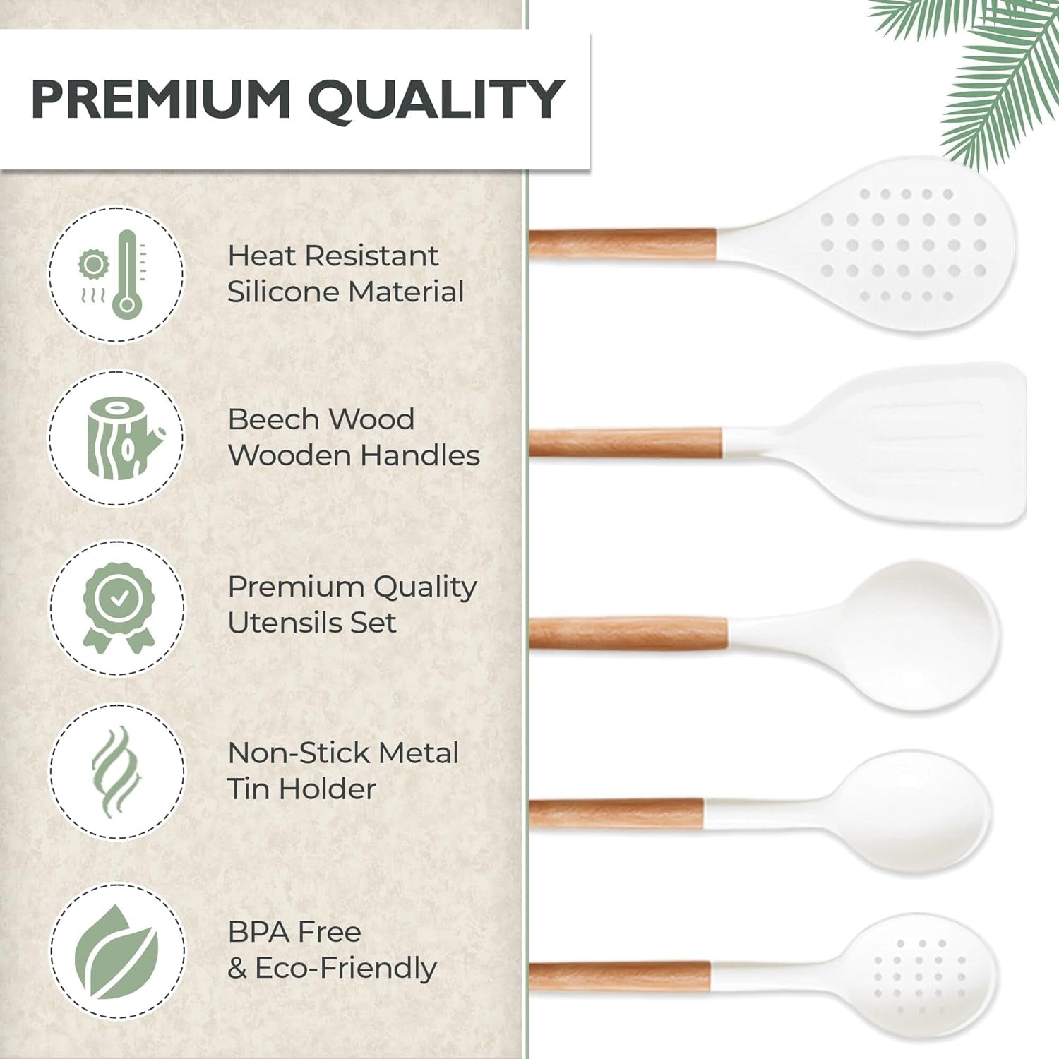 White Silicone Cooking Utensils, White Kitchen Utensils, White Cooking Utensils Set | Silicone Spatula, Tongs, Ladle, Serving Spoons-Non-Stick, BPA Free Kitchen Utensils Set with Holder - 11 Pc