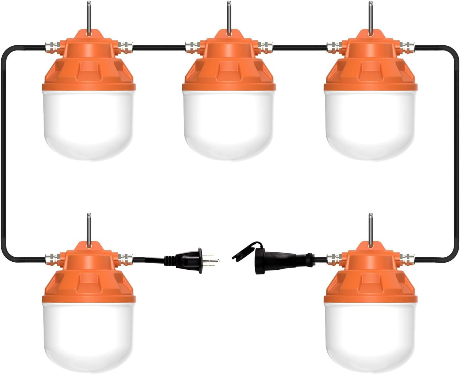 Durable IP67 Waterproof Construction String Lights for Construction Sites, Renovation, Walkways,Patio，Mine Cave, Outdoor, and Other Outdoor Lighting Solutions Use, 50FT, 75W