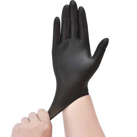 Disposable Nitrile Exam Gloves, 3-Mil, Black Nitrile Gloves Disposable Latex Free for Medical, Cooking & Esthetician, Food-Safe Rubber Gloves, Powder Free, Non-Sterile, 100-Ct Box (Medium)