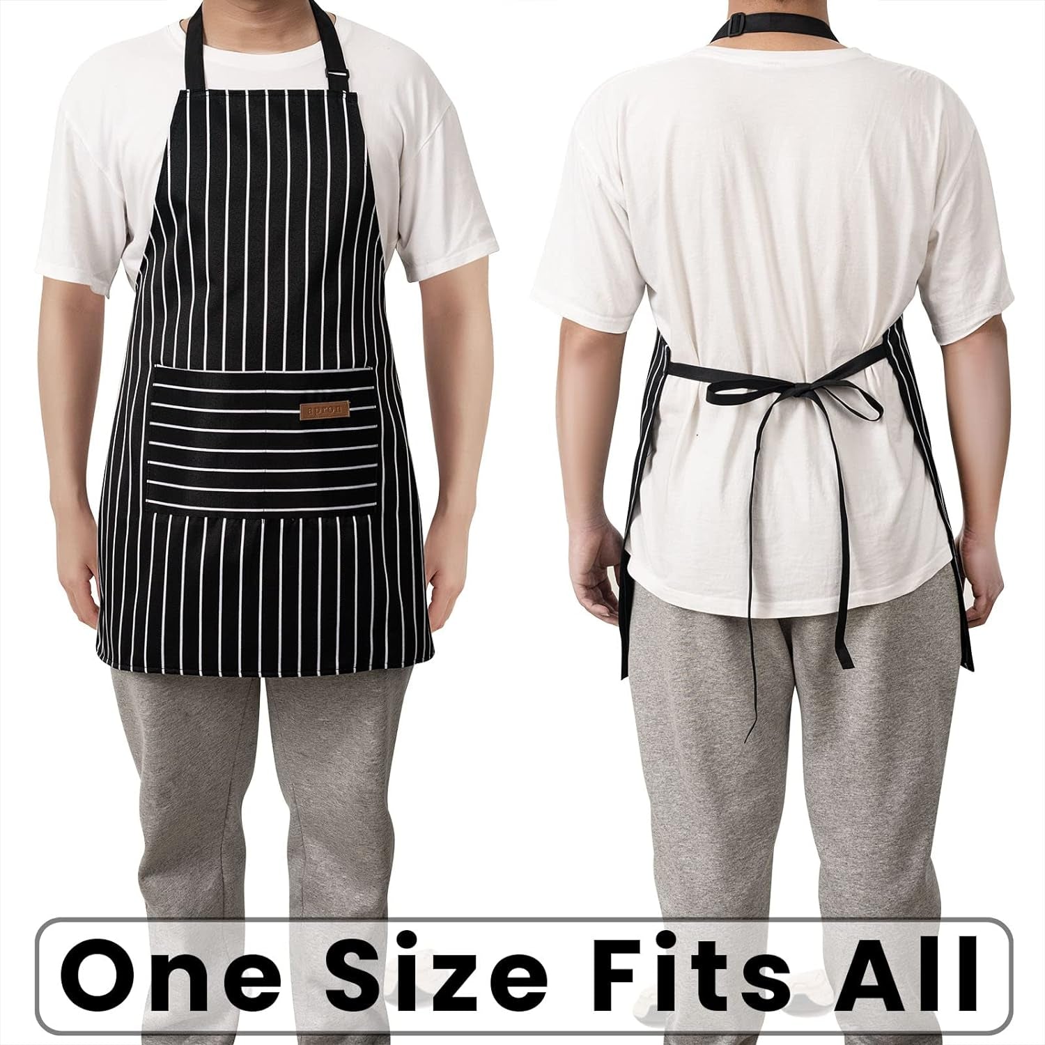 2 Pack Adjustable Bib Apron with 2 Pockets Chef Cooking Kitchen Restaurant Aprons for Women Men