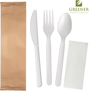 125 Sets  Disposable Forks Spoons Knives Napkins Individually Wrapped Utensils Recyclable Silverware Pouches Cutlery Packets