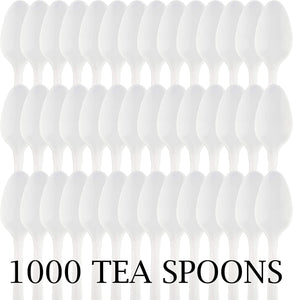 Cutlery Plastic Teaspoons Medium Weight Disposable Silverware White (1000 Count)