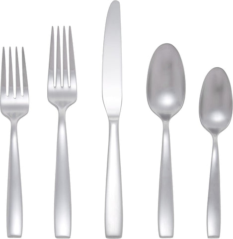 Image of Everdine 45 Piece Everyday Flatware, Service for 8, 18/0 Stainless Steel, Silverware Set, Dishwasher Safe, Silver