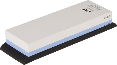 Image of Cutlery Combination Whetstone, 1000 & 6000 Grit - Ideal for Sharpening Moderately Dull Blades, Includes Rubber Tray for Sharpening Stability